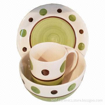 18pcs Ceramic Dinnerware Set with Color Glazed, FDA, 84/500/EEC, LFGB Standards